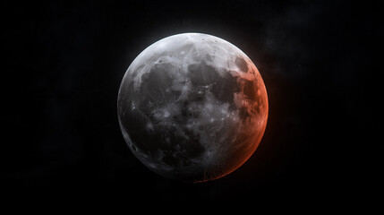 Fototapeta premium A lunar eclipse, the Earthâs shadow slowly covering the moon