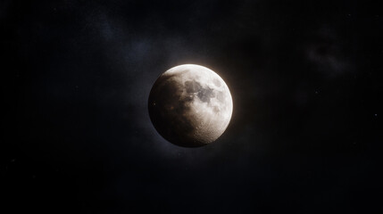 A lunar eclipse, the Earthâs shadow slowly covering the moon
