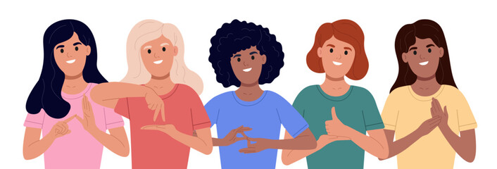 World Day Deaf. Deaf and mute people communicate in sign language. International Day of Sign Languages.