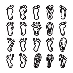 Footprint outline icon set image with white background