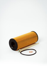 Fuel filter. Gasoline cleaning system. Fuel cell on a white background. Auto parts for cars.