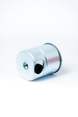 Fuel filter. Gasoline cleaning system. Fuel cell on a white background. Auto parts for cars.