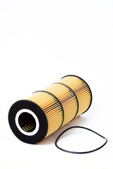 Fuel filter. Gasoline cleaning system. Fuel cell on a white background. Auto parts for cars.