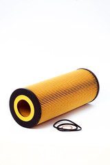 Fuel filter. Gasoline cleaning system. Fuel cell on a white background. Auto parts for cars.