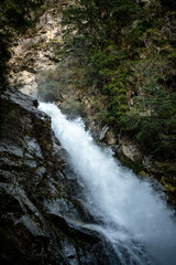 Sendero Cascada Cataratas - waterfall in Traful next to Villa de Angostura in Patagonia mountains in Argentina