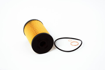 Fuel filter. Gasoline cleaning system. Fuel cell on a white background. Auto parts for cars.