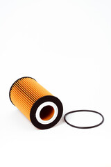 Fuel filter. Gasoline cleaning system. Fuel cell on a white background. Auto parts for cars.