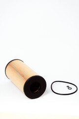 Fuel filter. Gasoline cleaning system. Fuel cell on a white background. Auto parts for cars.