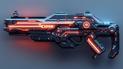 Naklejka premium A stunning futuristic SciFi Energy Weapon featuring vibrant and eyecatching Neon Accents