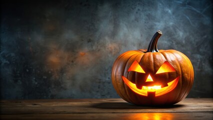 Halloween pumpkin glowing on dark background, Halloween, pumpkin, spooky, decoration, Jack-o-lantern, autumn, fall