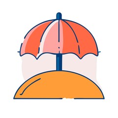 Beach umbrella icon Summer Icon Icons set Cartoon flat design illustration Sticker design