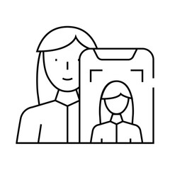 blogger woman job line icon vector. blogger woman job sign. isolated contour symbol black illustration