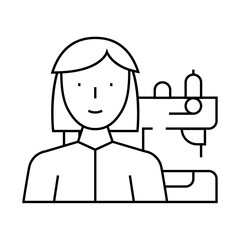 seamstress woman job line icon vector. seamstress woman job sign. isolated contour symbol black illustration