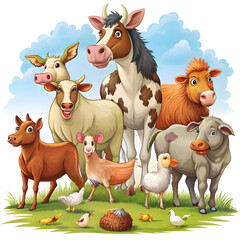 Fototapeta premium illustration drawing style of farm animals collect