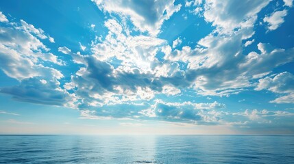 Sky with clouds above the ocean: wallpaper seascape background