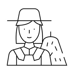 farmer woman job line icon vector. farmer woman job sign. isolated contour symbol black illustration