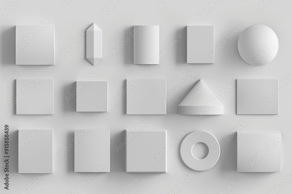 Poster A collection of various shapes placed on a white background