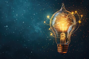 A simple lightbulb with lines radiating from it, representing ideas and innovation