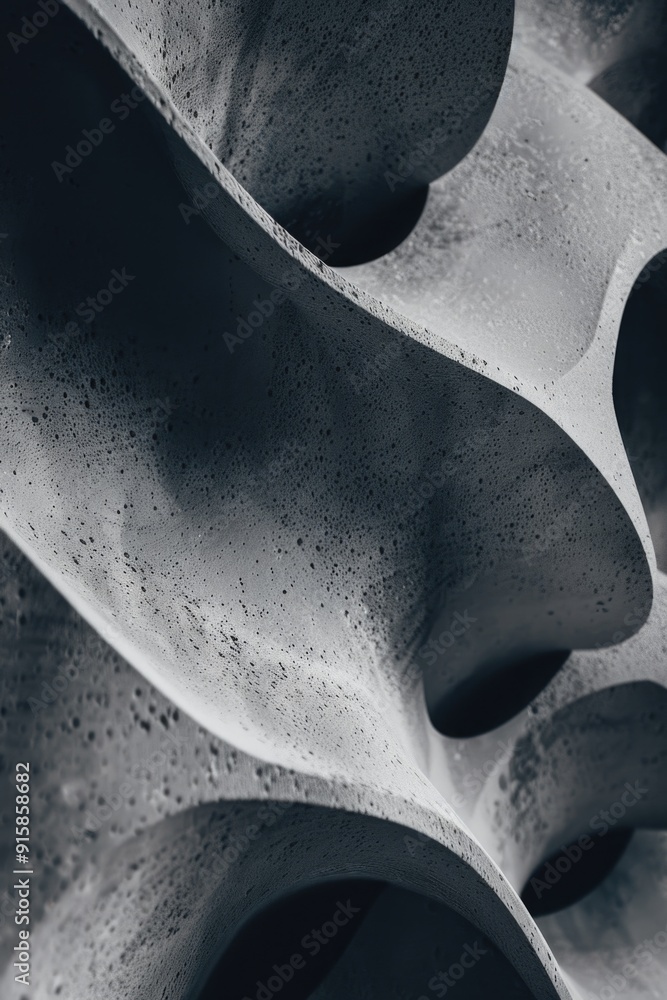 Poster a monochrome image of a concrete building or infrastructure