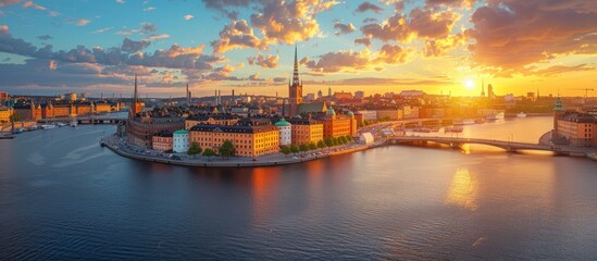 Stunning Sunset over Stockholm Cityscape