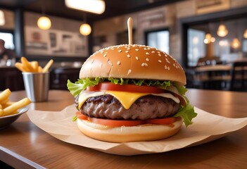 hamburger on the table