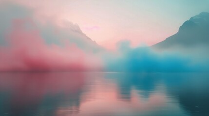 Obraz premium Colorful Smoke Clouds Against a Pastel Background at Dusk