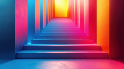 Brightly lit stairways leading to bright light