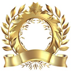 A golden laurel wreath wrapped in a ribbon, symbolizing achievement and honor
