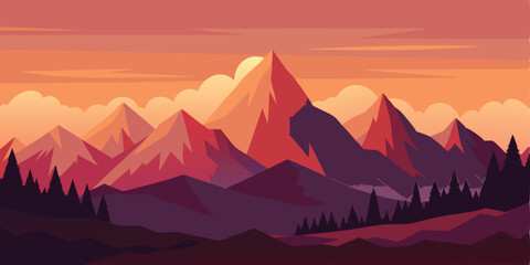 sunset in mountains
