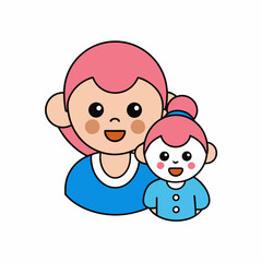Mom and baby art vector illustration