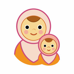 Mom and baby art vector illustration