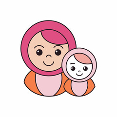 Mom and baby art vector illustration