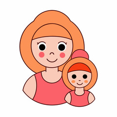 Mom and baby art vector illustration