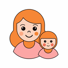 Mom and baby art vector illustration