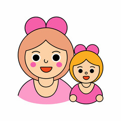 Mom and baby art vector illustration