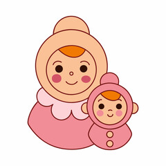 Mom and baby art vector illustration