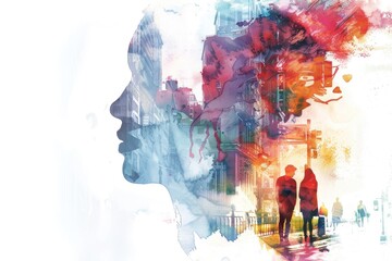 A man and a woman walking together on a city street, casual and relaxed