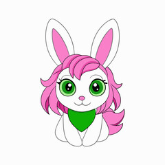 White rabbit art vector illustration