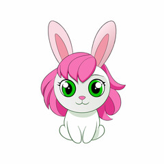 White rabbit art vector illustration