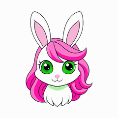 White rabbit art vector illustration