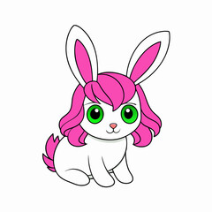 White rabbit art vector illustration