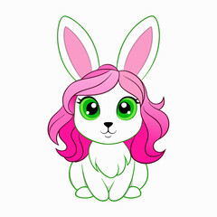 White rabbit art vector illustration