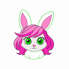 White rabbit art vector illustration