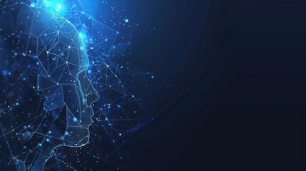 Digital Human Profile with Glowing Lines
