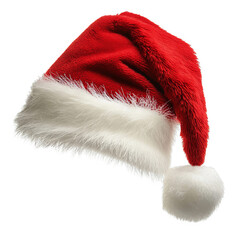 A classic Santa Claus hat with a fluffy white trim, png