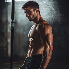 Physically fit man involved in a dedicated exercise routine for achieving optimal physical wellness