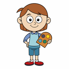 A child with a palette art vector illustration