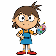 A child with a palette art vector illustration