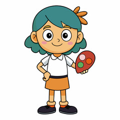 A child with a palette art vector illustration