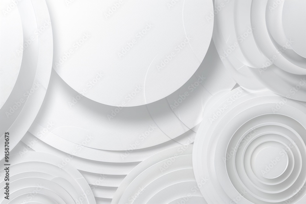 Poster a collection of white plates stacked on top of each other, ideal for use in still life photography o